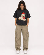 Mockup Boxy Heavyweight Tee Black female full-body 06