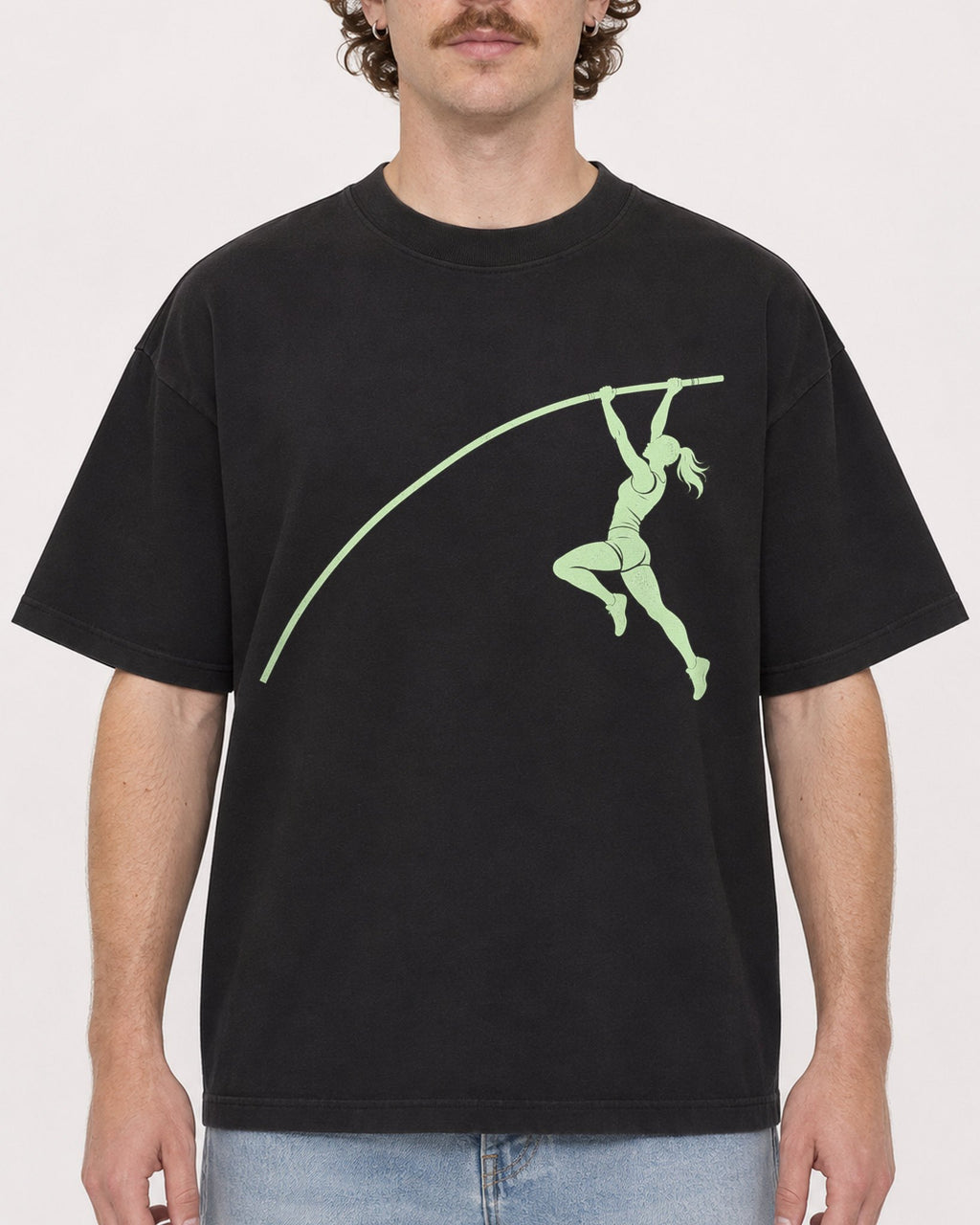 Mockup Boxy Heavyweight Tee Black male close-up 09