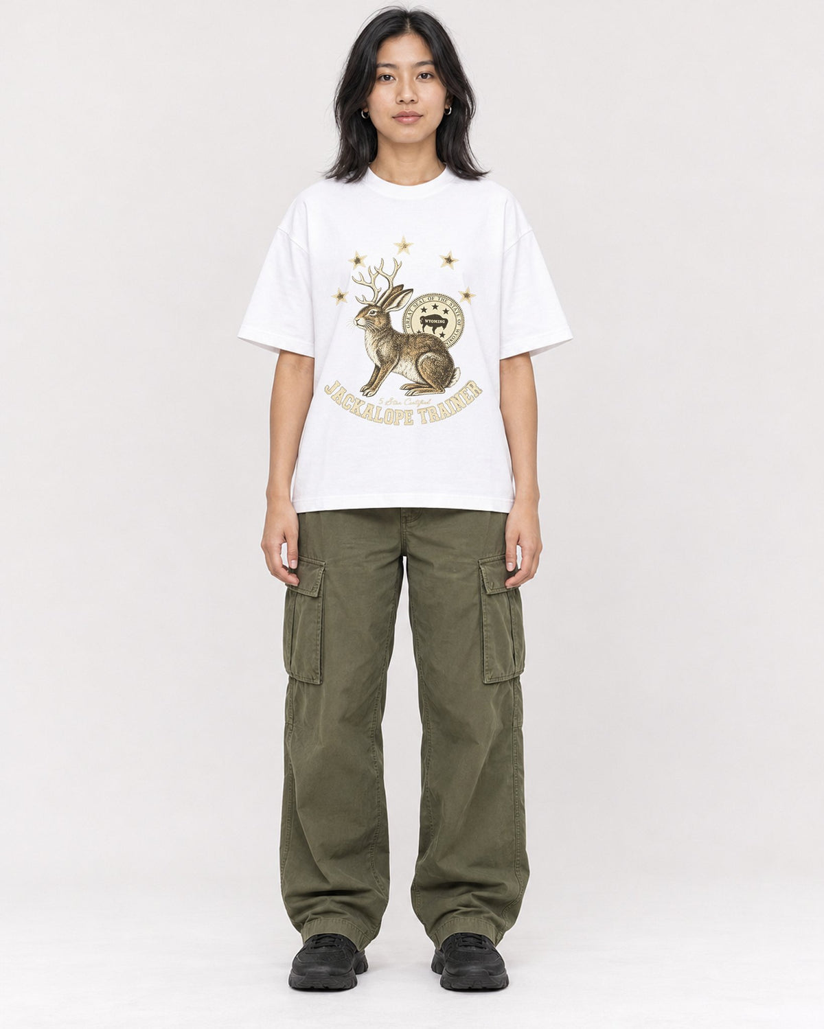 Mockup Boxy Heavyweight Tee White female full-body 22