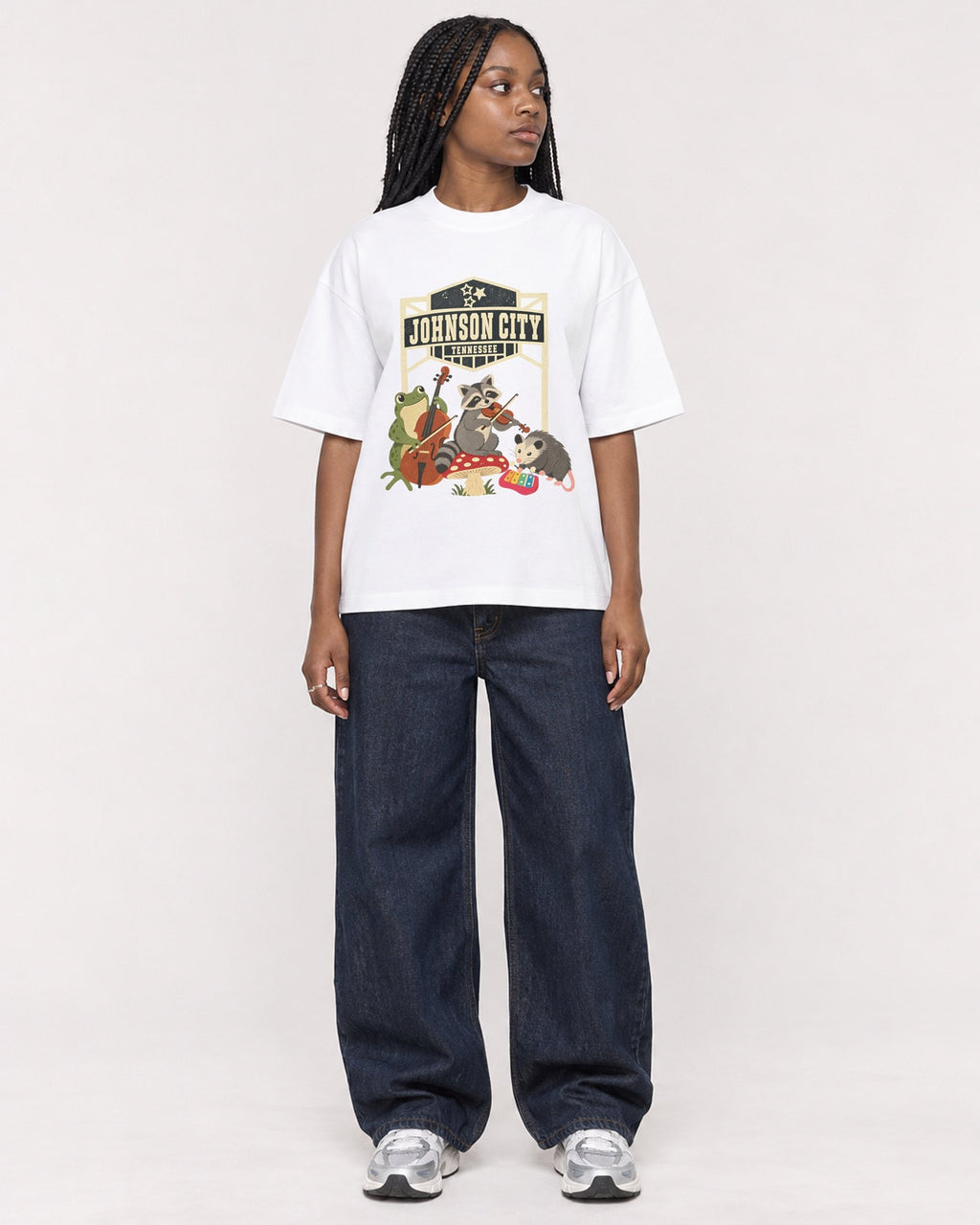 Mockup Boxy Heavyweight Tee White female full-body 04
