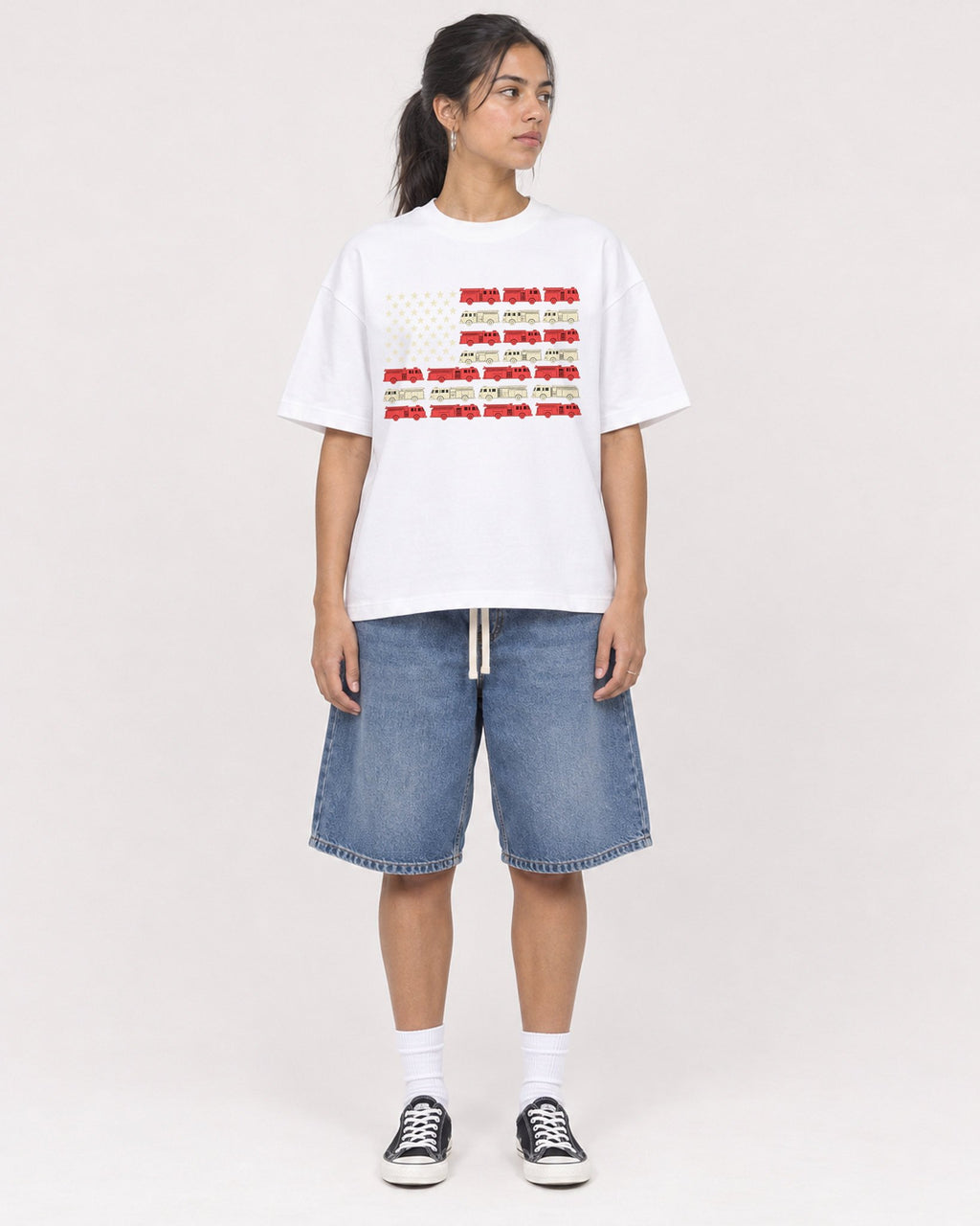 Mockup Boxy Heavyweight Tee White female full-body 16