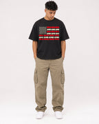Mockup Boxy Heavyweight Tee Black male full-body 16