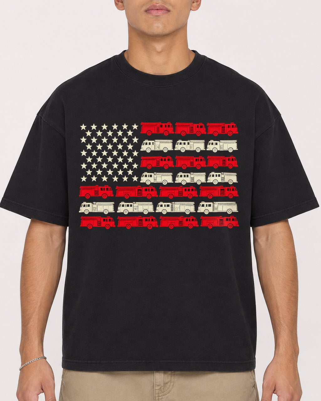 Mockup Boxy Heavyweight Tee Black male close-up 16