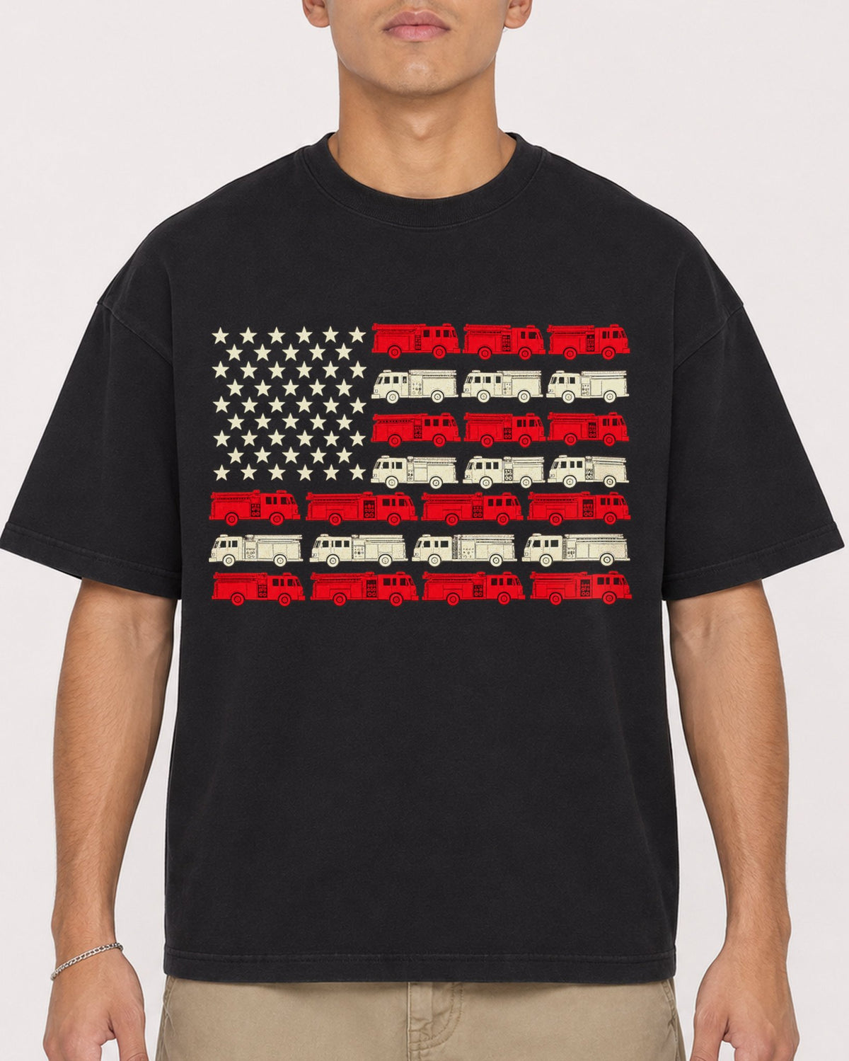 Mockup Boxy Heavyweight Tee Black male close-up 16
