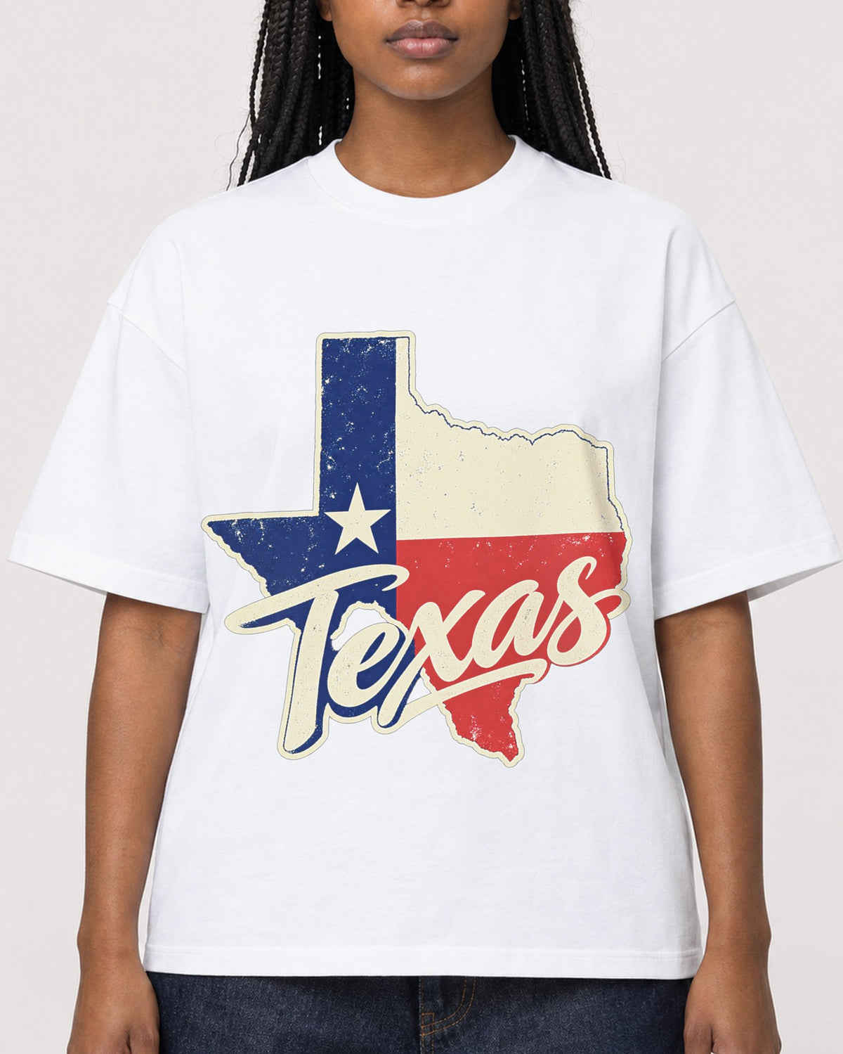 Mockup Boxy Heavyweight Tee White female close-up 04