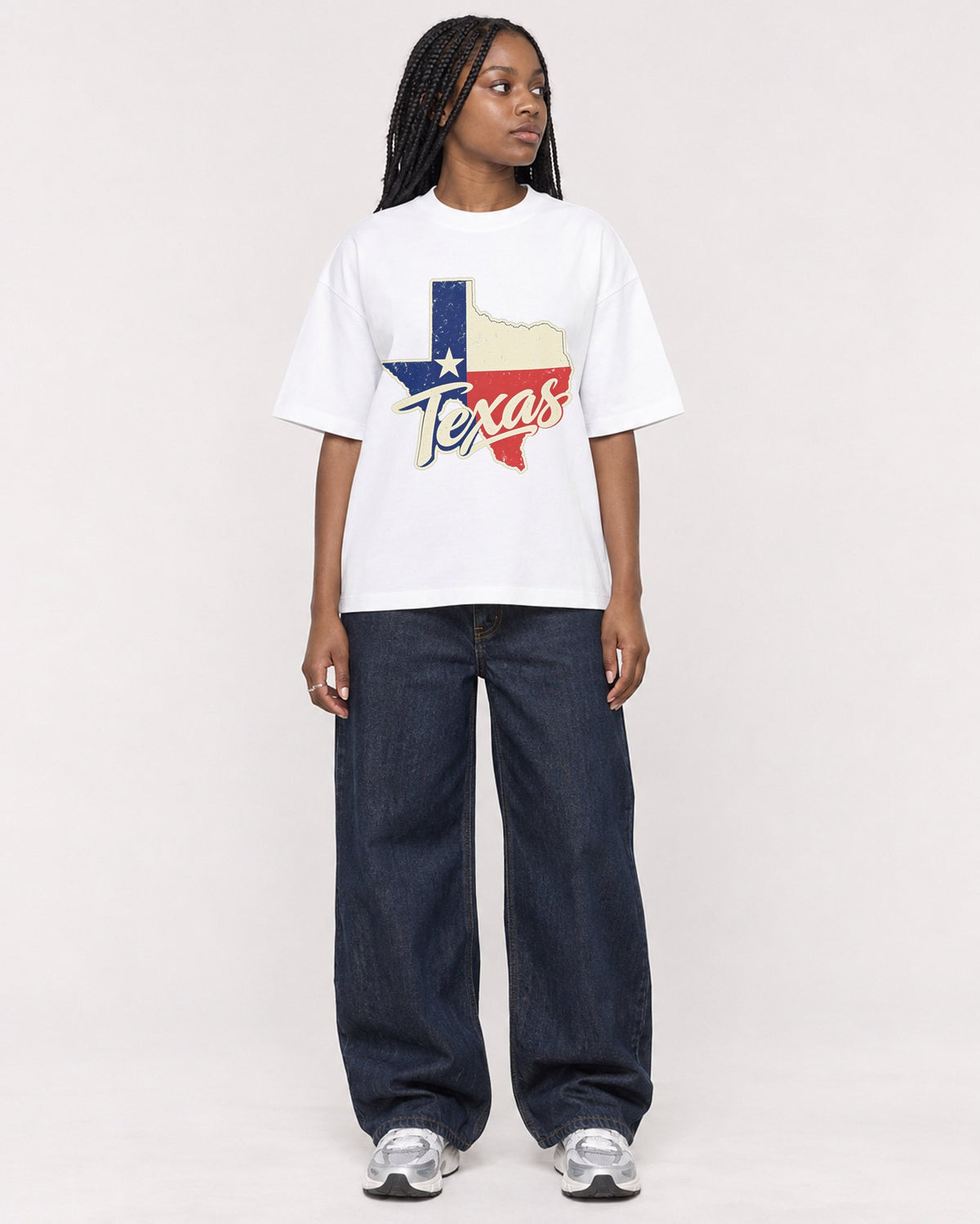 Mockup Boxy Heavyweight Tee White female full-body 04
