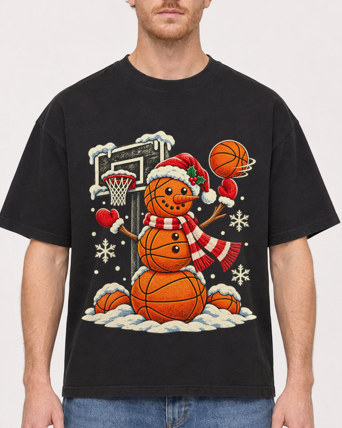 Mockup Boxy Heavyweight Tee Black male close-up 38