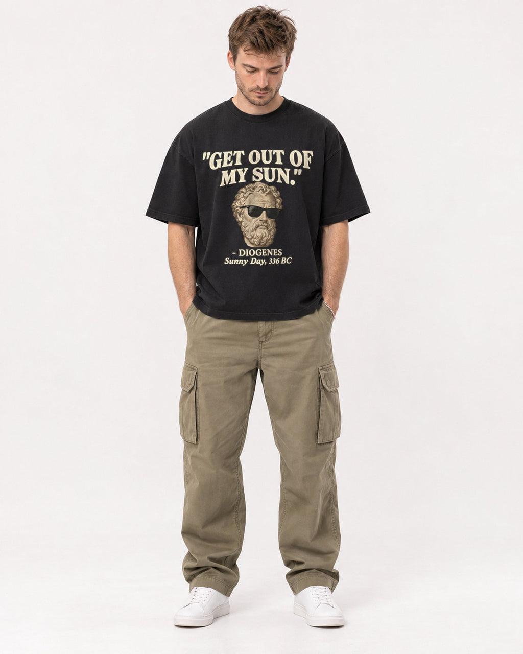 Mockup Boxy Heavyweight Tee Black male full-body 08