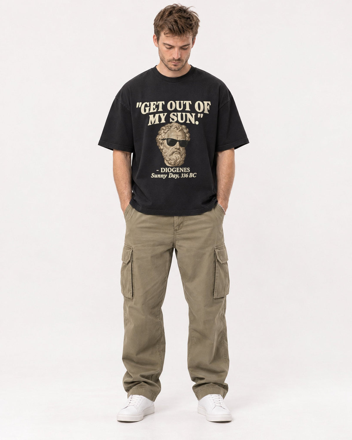 Mockup Boxy Heavyweight Tee Black male full-body 08