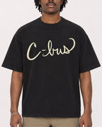 Mockup Boxy Heavyweight Tee Black male close-up 04