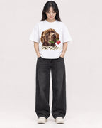 Mockup Boxy Heavyweight Tee White female full-body 13