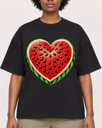 Mockup Boxy Heavyweight Tee Black female close-up 14