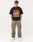 Mockup Boxy Heavyweight Tee Black male full-body 08