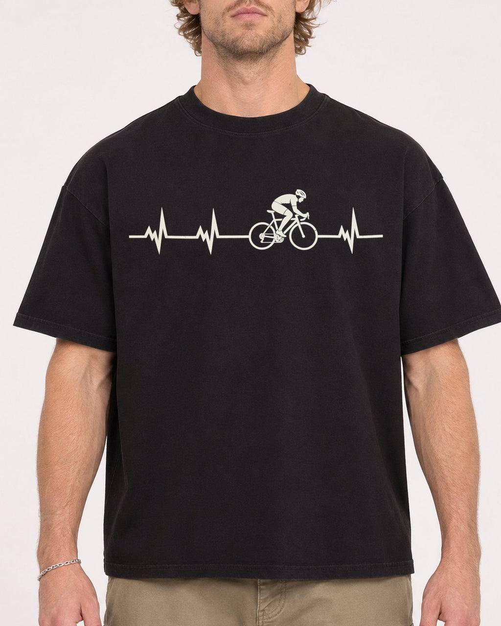 Mockup Boxy Heavyweight Tee Black male close-up 28