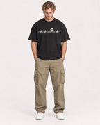 Mockup Boxy Heavyweight Tee Black male full-body 28