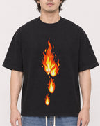 Mockup Boxy Heavyweight Tee Black male close-up 03