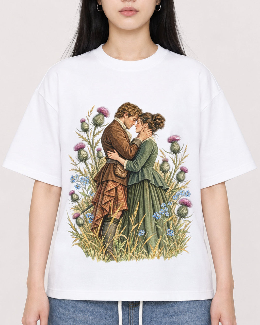 Mockup Boxy Heavyweight Tee White female close-up 01