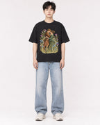 Mockup Boxy Heavyweight Tee Black male full-body 01