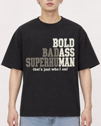 Mockup Boxy Heavyweight Tee Black male close-up 01