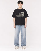 Mockup Boxy Heavyweight Tee Black male full-body 01