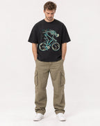 Mockup Boxy Heavyweight Tee Black male full-body 08