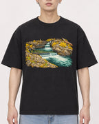 Mockup Boxy Heavyweight Tee Black male close-up 01