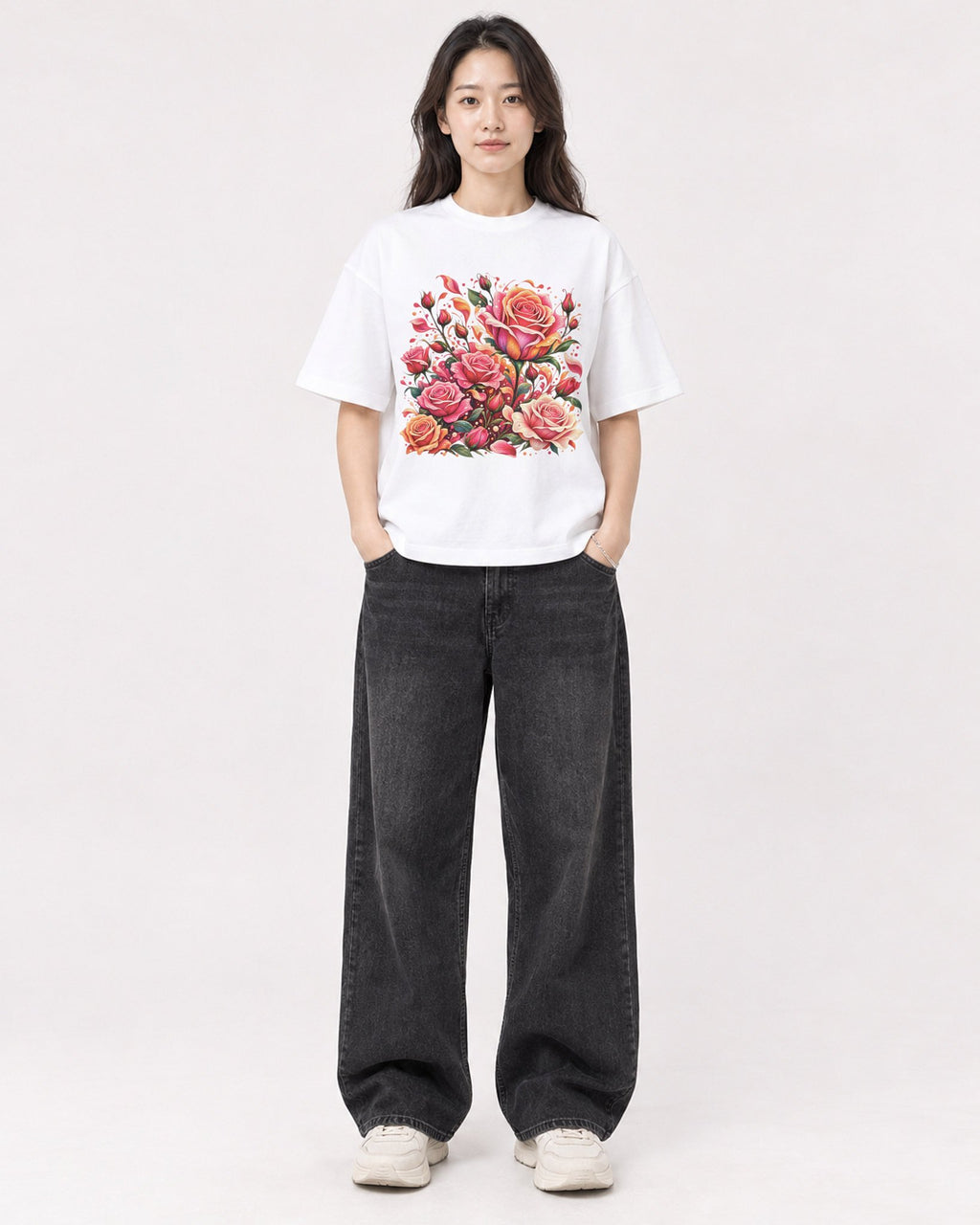 Mockup Boxy Heavyweight Tee White female full-body 03