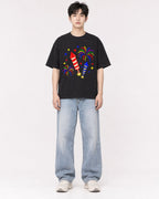 Mockup Boxy Heavyweight Tee Black male full-body 01