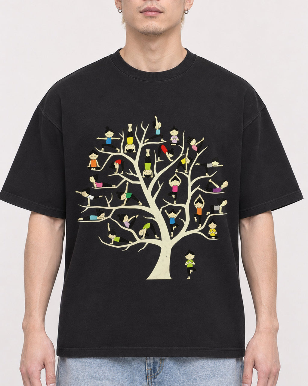 Mockup Boxy Heavyweight Tee Black male close-up 33