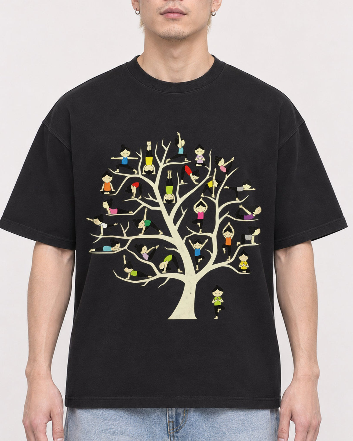 Mockup Boxy Heavyweight Tee Black male close-up 33