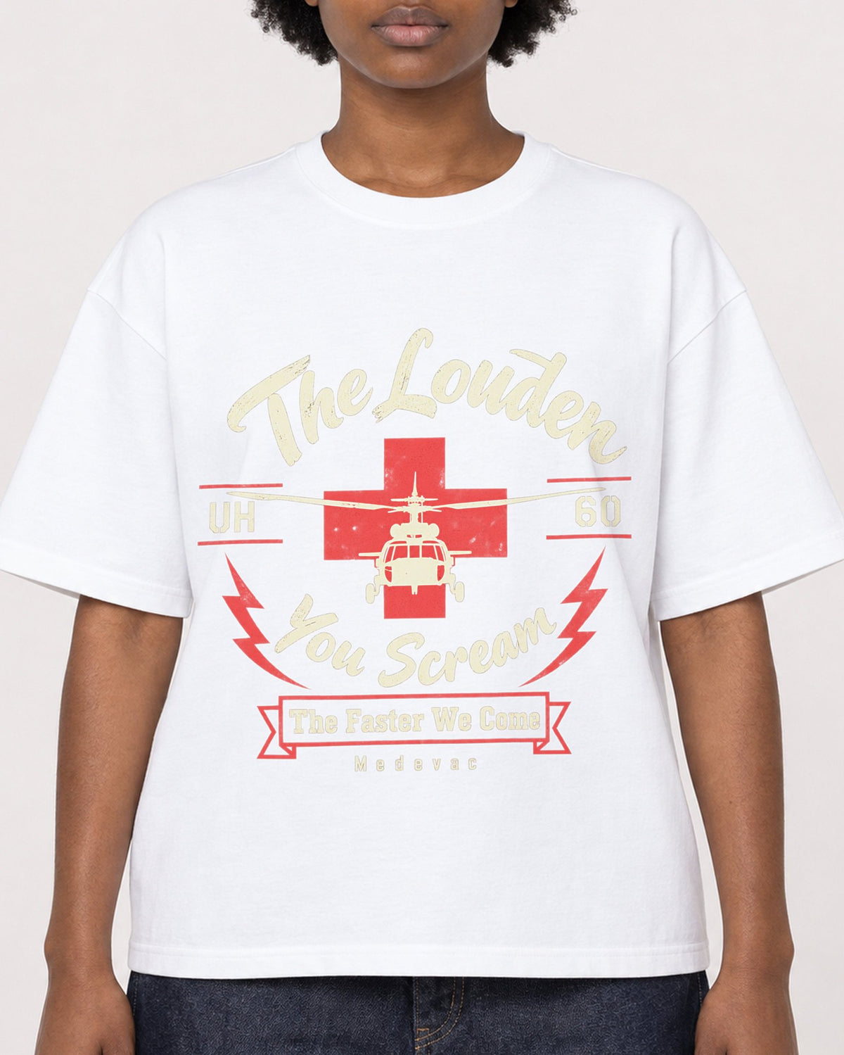 Mockup Boxy Heavyweight Tee White female close-up 14