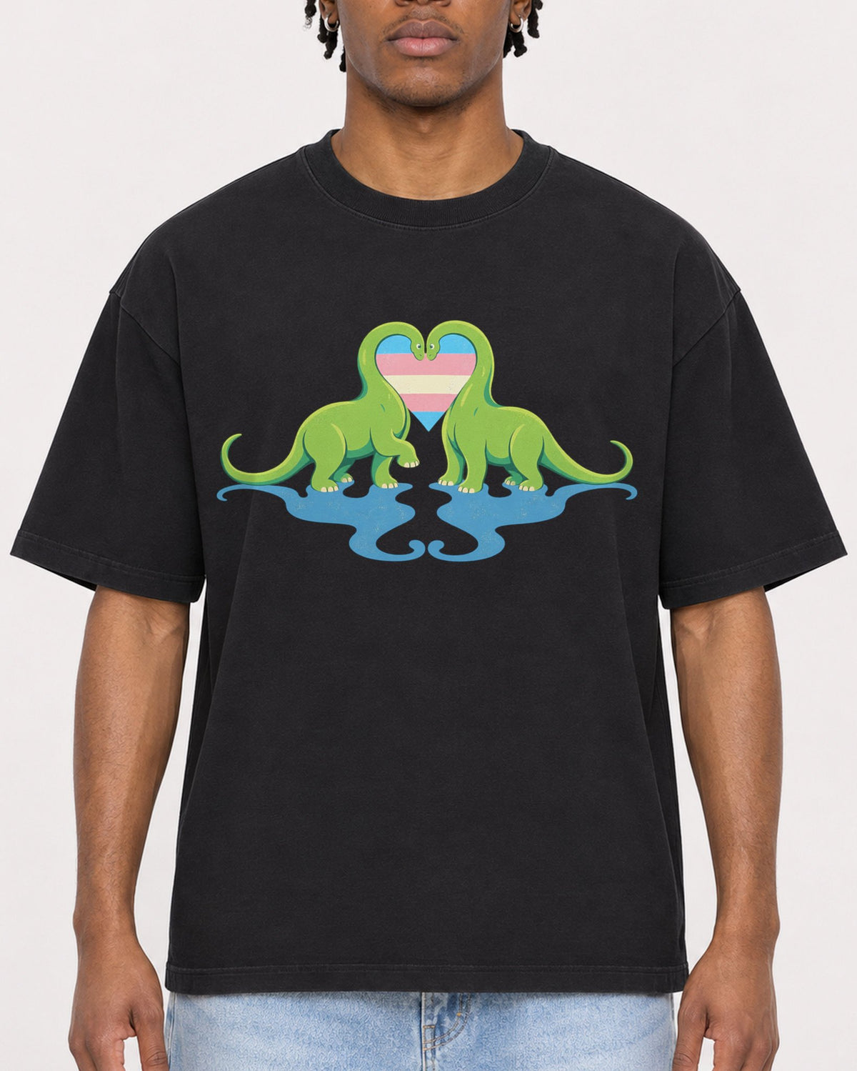 Mockup Boxy Heavyweight Tee Black male close-up 05
