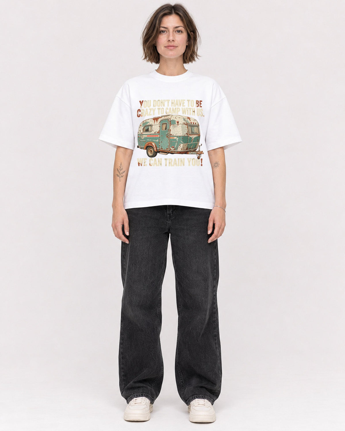 Mockup Boxy Heavyweight Tee White female full-body 18