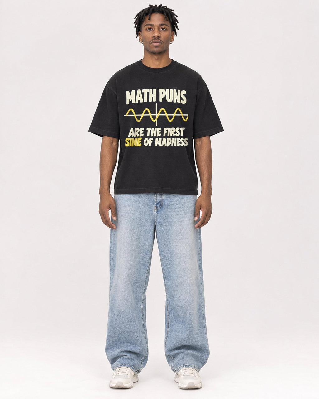 Mockup Boxy Heavyweight Tee Black male full-body 05