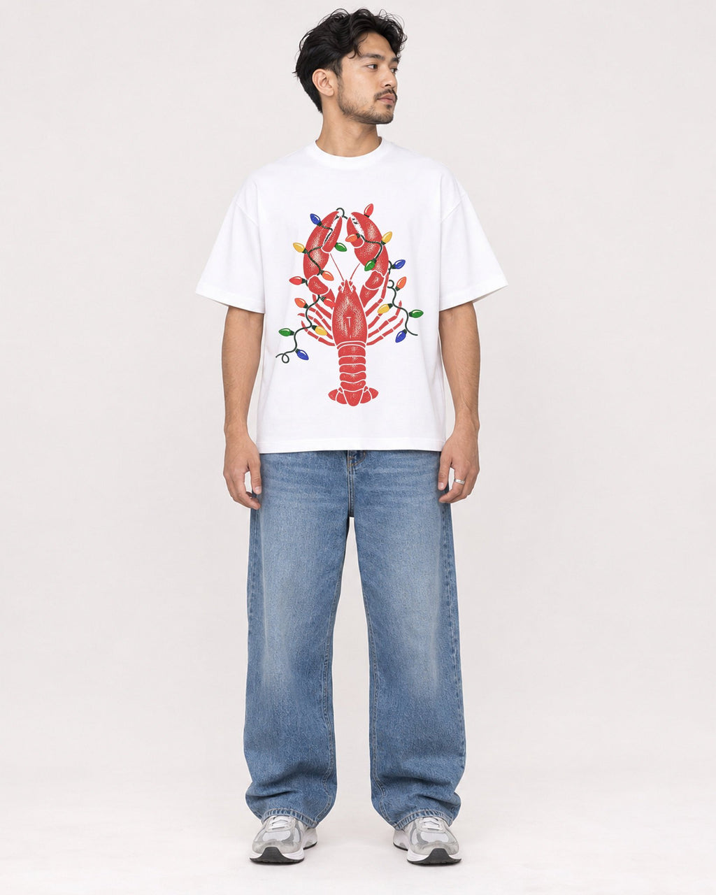 Mockup Boxy Heavyweight Tee White male full-body 02