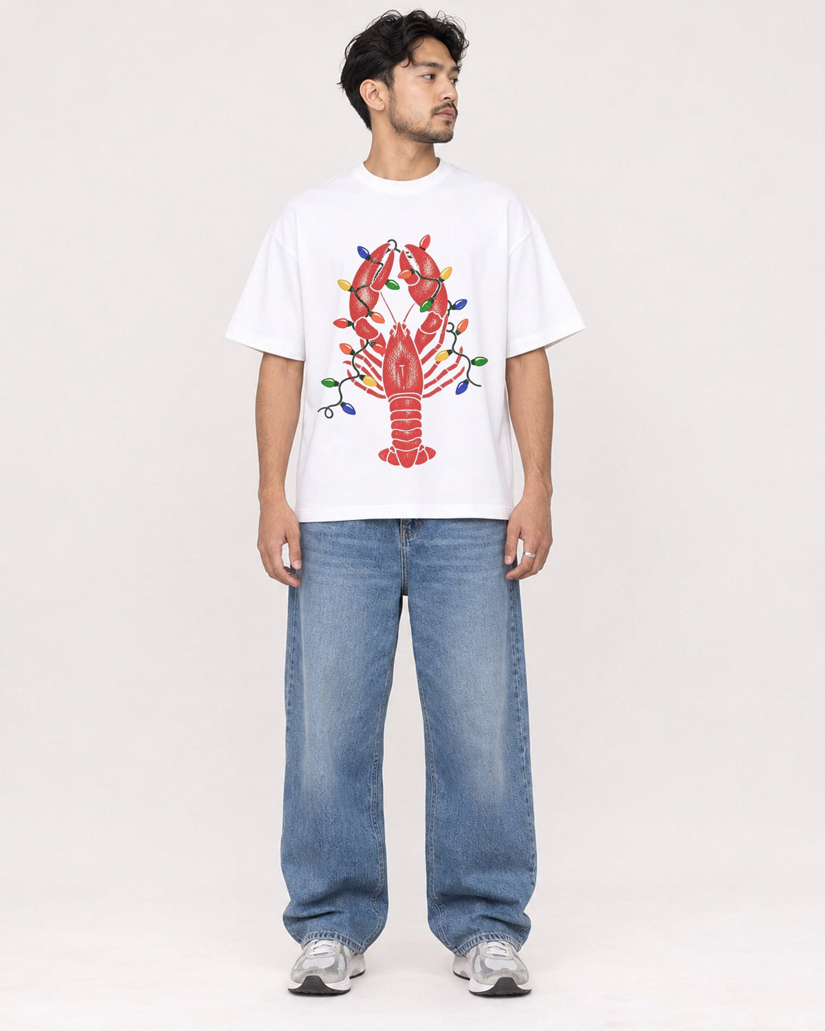 Mockup Boxy Heavyweight Tee White male full-body 02