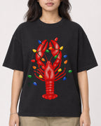 Mockup Boxy Heavyweight Tee Black female close-up 02