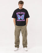 Mockup Boxy Heavyweight Tee Black male full-body 08