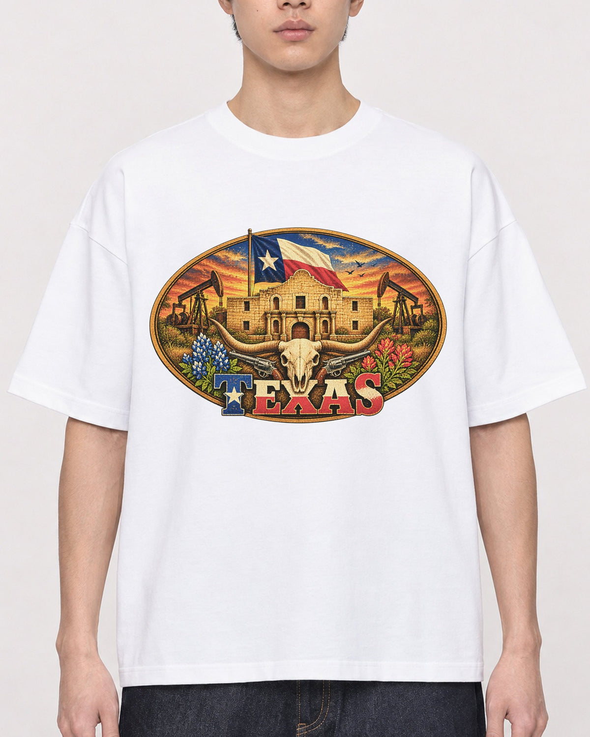 Mockup Boxy Heavyweight Tee White male close-up 01