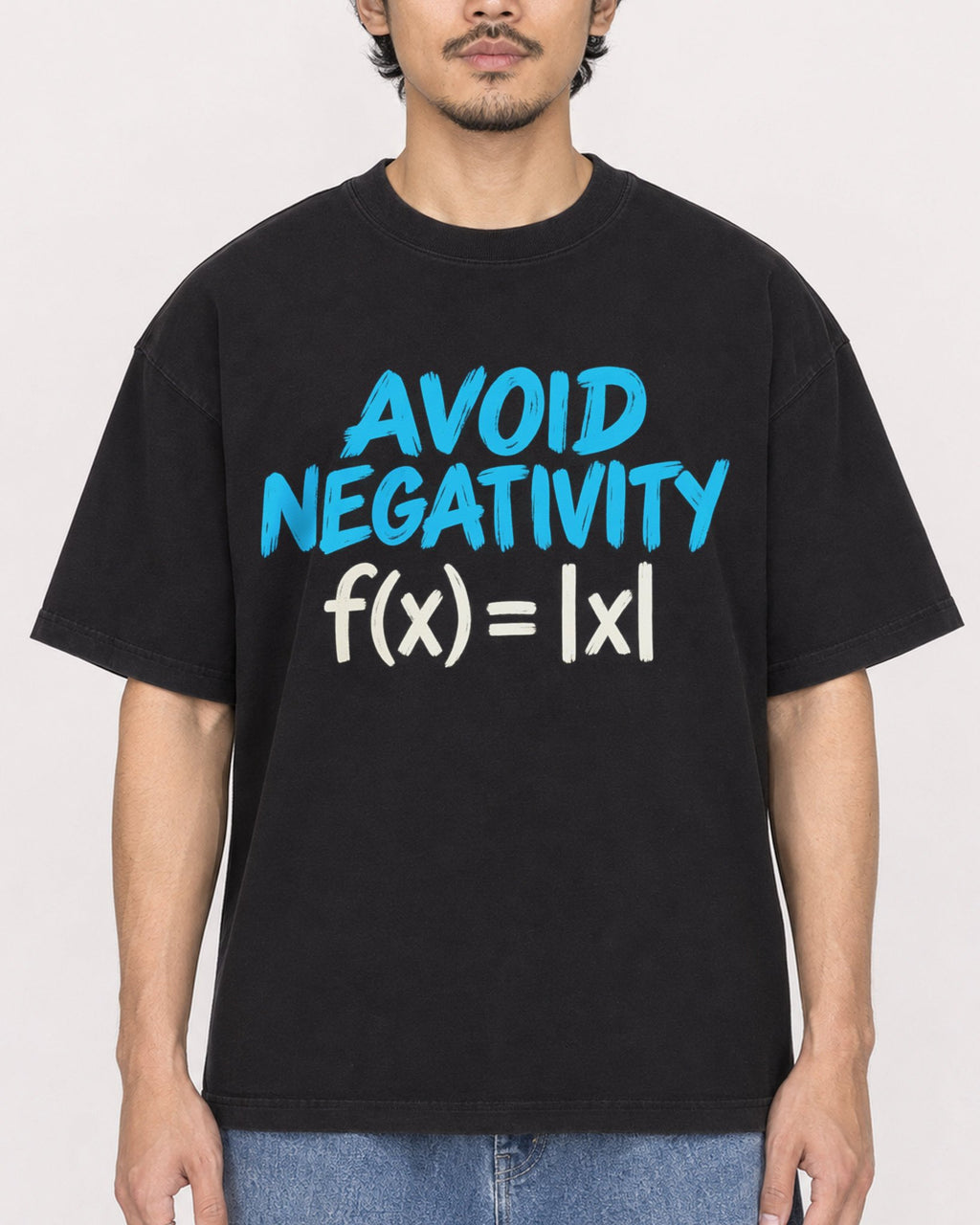 Mockup Boxy Heavyweight Tee Black male close-up 02