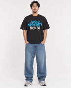 Mockup Boxy Heavyweight Tee Black male full-body 02