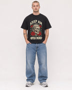 Mockup Boxy Heavyweight Tee Black male full-body 18