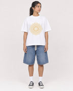 Mockup Boxy Heavyweight Tee White female full-body 16