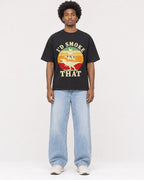 Mockup Boxy Heavyweight Tee Black male full-body 45