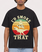 Mockup Boxy Heavyweight Tee Black male close-up 45