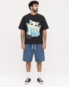 Mockup Boxy Heavyweight Tee Black male full-body 07