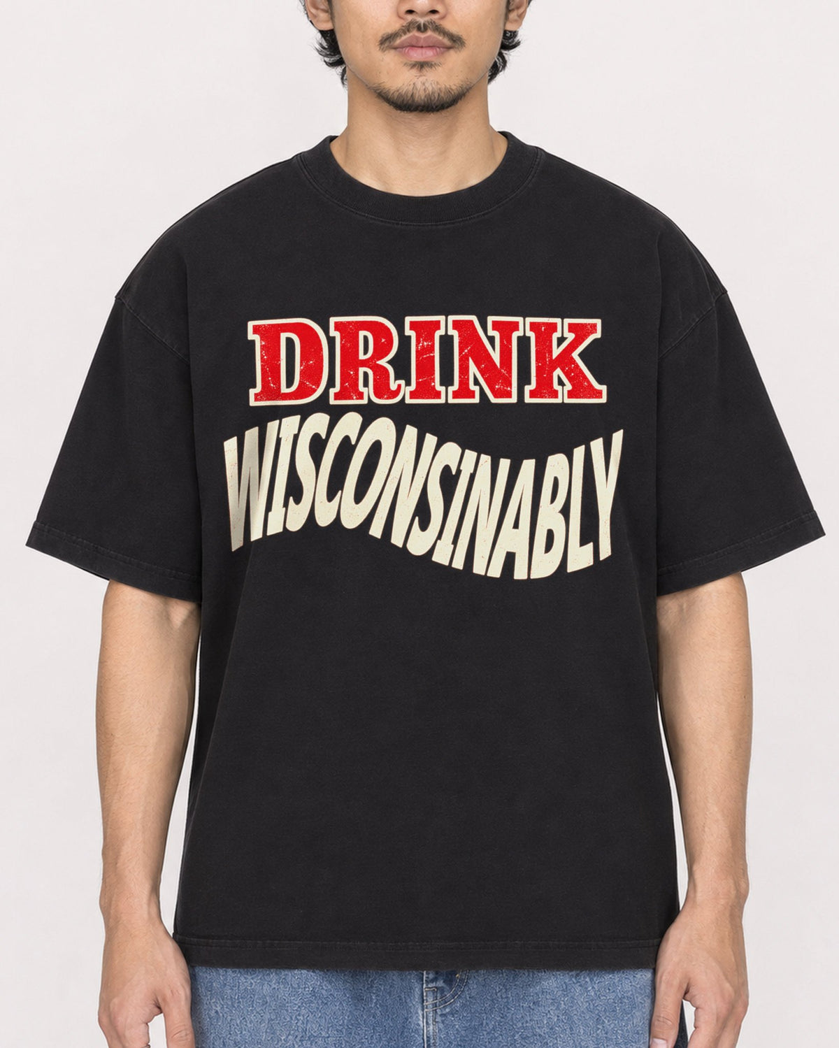 Mockup Boxy Heavyweight Tee Black male close-up 02