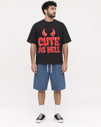 Mockup Boxy Heavyweight Tee Black male full-body 07