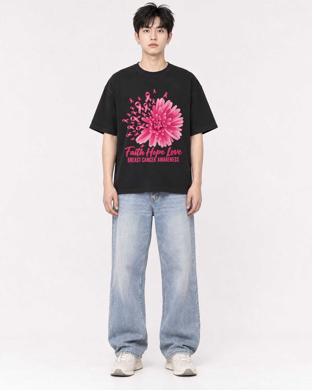 Mockup Boxy Heavyweight Tee Black male full-body 01