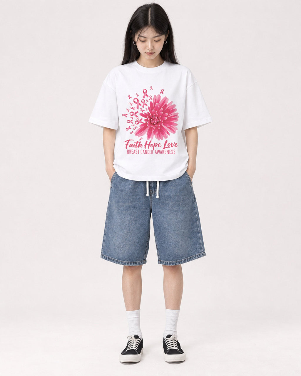 Mockup Boxy Heavyweight Tee White female full-body 01